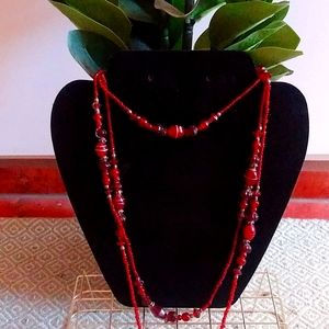 Red necklace with beautiful beads